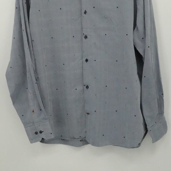 Luchiano Visconti Shirt Mens 2XL Gray Embroidered Skull Pattern Button Up Casual - Picture 8 of 14